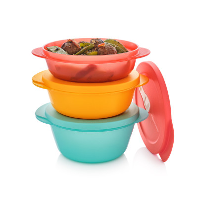 סט קופסאות עגולות בינוניות Tupperware CrystalWave